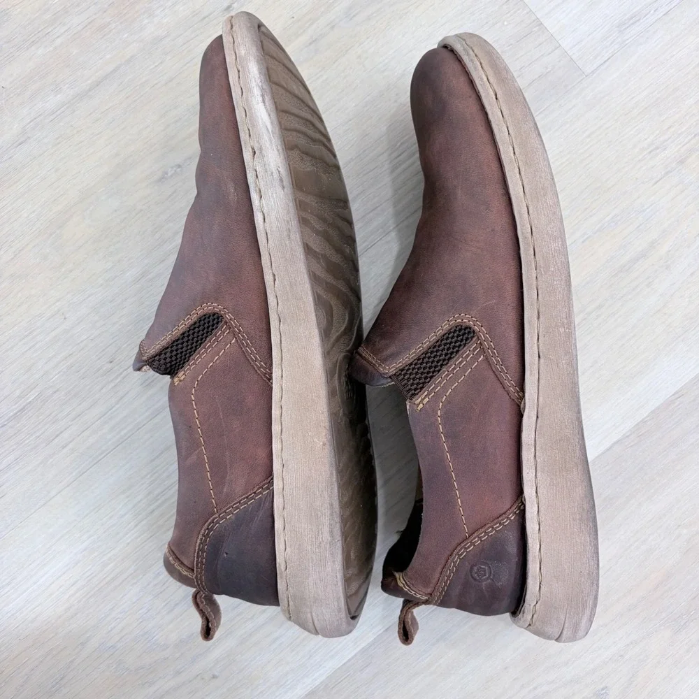 Born Mens Brown Leather Slip On Loafers‎ Shoes BM0015887 Size 11 44